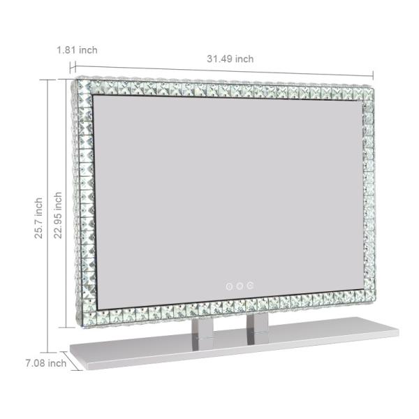 Stainless Steel Crystal Glass LED Vanity Mirror with RGB Light Adjustable for Personal Beauty and Home Cosmetic