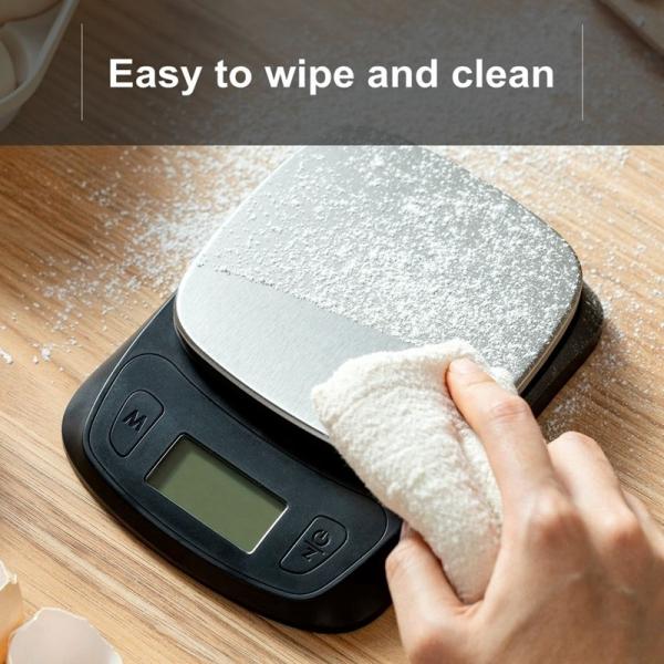 Balance de cuisine numérique intelligente Camry en acier inoxydable 5 kg/1 g avec bouton tactile pour la pesée et l'équilibrage