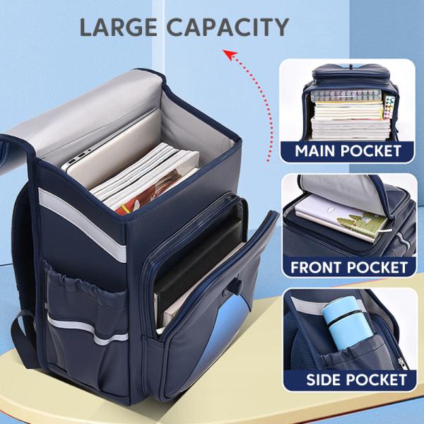 Blue Pink Leather School Backpacks Waterproof  School Bags For Toddlers