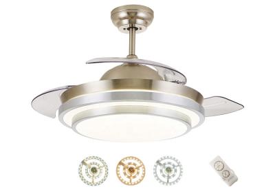 3 Color Round Crystal Ceiling Fan Light 20m2 With Remote Control
