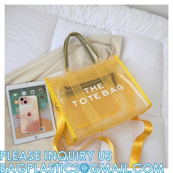 Wholesale Summer Clear Mesh PVC Beach Bags Transparent Design Tote Bags Women Luxury Handbags For Outdoor