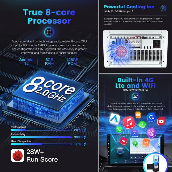 Intelligent Systems Bluetooth Car Radio with 10 Screen and Built-in Wireless CarPlay