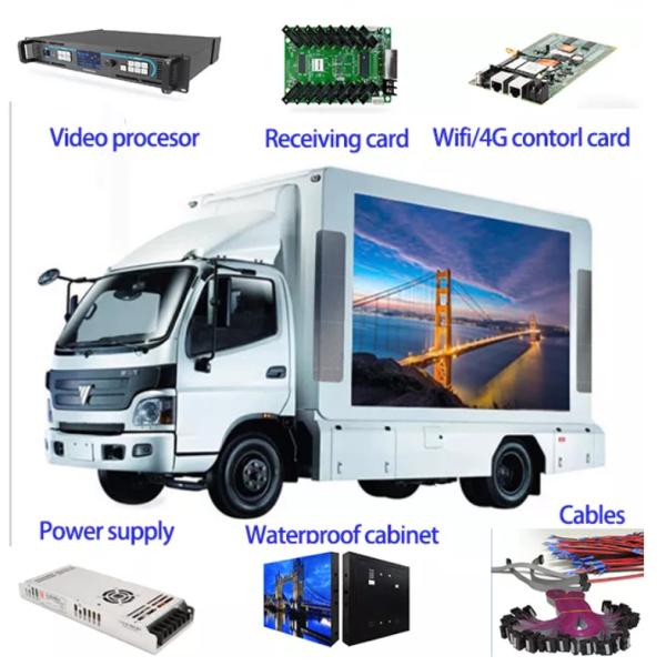 Mobile and Car P6 led screen Mounted video display IP65 1920Hz resolution indoor full color led display