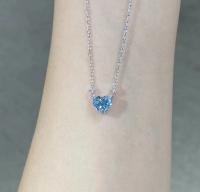 1.51ct Diamant de laboratoire bijoux synthétique Cvd Coupe de cœur bleu Pendentif 18 carats Or blanc