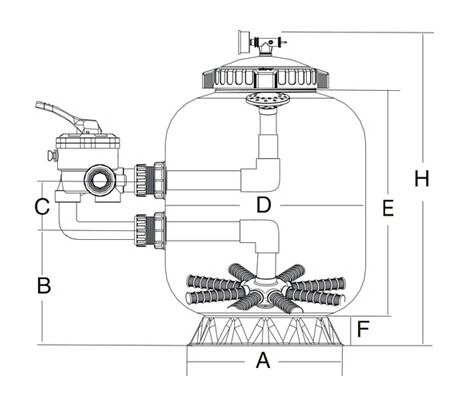 Side Mount Swimming Pool Sand Filter Equipment For Water Treatment System