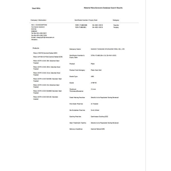 ShanXi TaiGang Stainless Steel Co.,Ltd