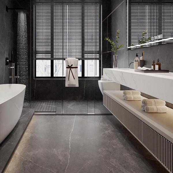Spanish Grey Polished Sintered Stone Tile Shower Ceramic Wooden Floor Slate