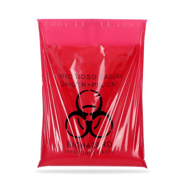 Red Self Seal Biohazard Waste Healthcare Autoclave Bags With Adhesive Strip
