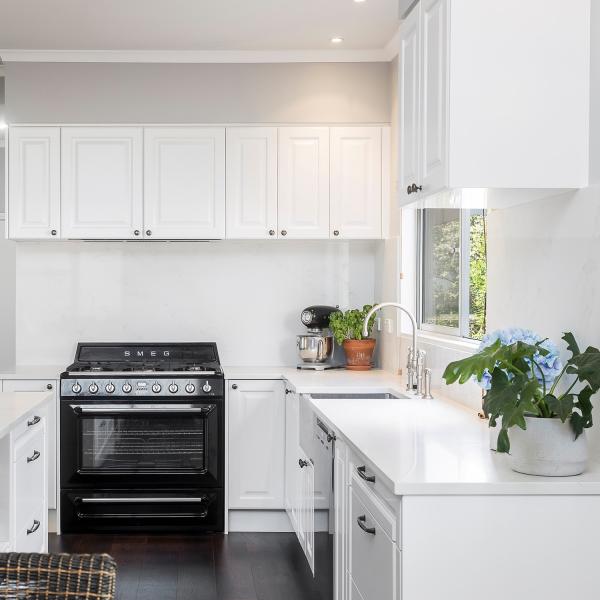 Modular White Prefabricated Kitchen Cabinet Raised Panel Solid Wood