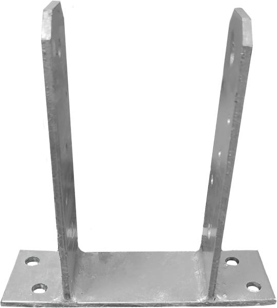 T Type Foot Shaped Steel Concrete Fence Post Anchors Galvanised 100 X 200 X 50mm