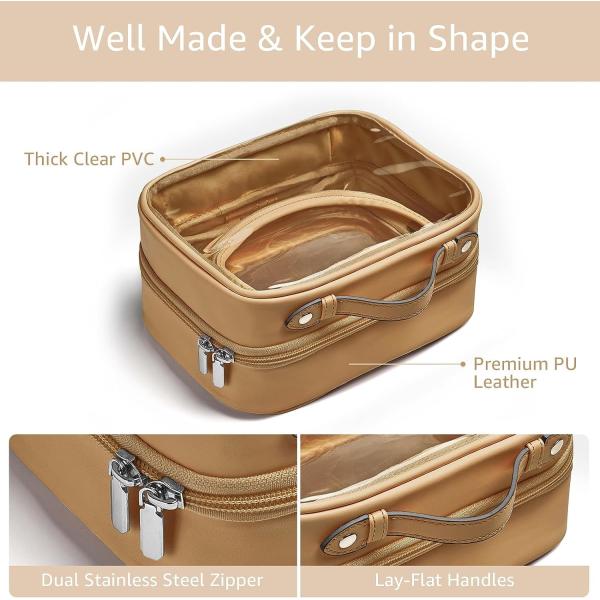 Lightweight Waterproof 2 Layer Travel Toiletry Bag Clear Makeup Bag With Zipper