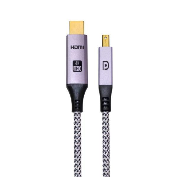 4k Nylon Braided Mini Displayport 1.2 To Hdmi  Gold Plated