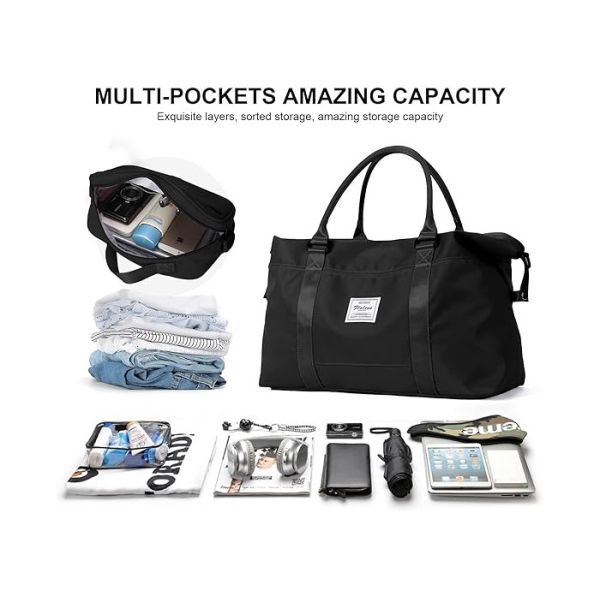 Hot Sale Waterproof Travel Bag Large Capacity Black Gym Shoulder Bag Ladies Weekend Travel Bag