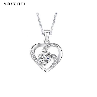 210mm 0.15oz 14k Gold Gemstone Crystal Necklace Festival Silver Heart Pendant ODM