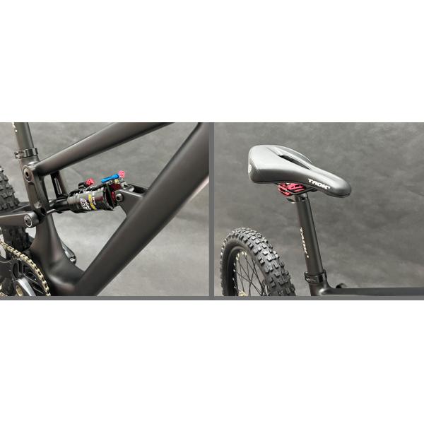 Bicicleta de montaña de carbono con suspensión completa, grupo Shimano de 10 velocidades para niños