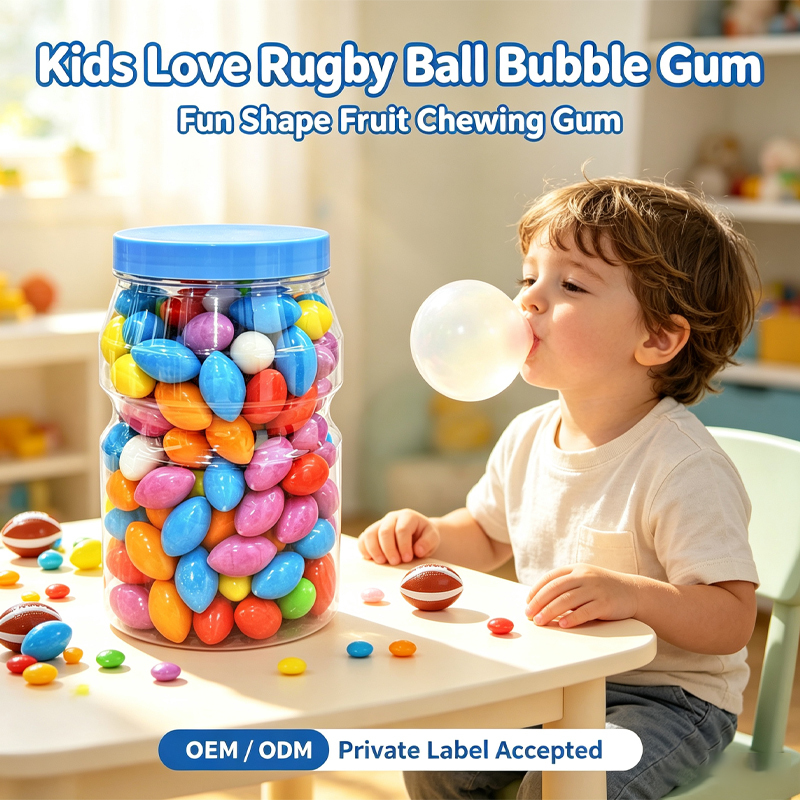 Fruit Flavor Rugby Shape Bubble Gum Colorful Hollow Chewing Gum Candy Wholesale