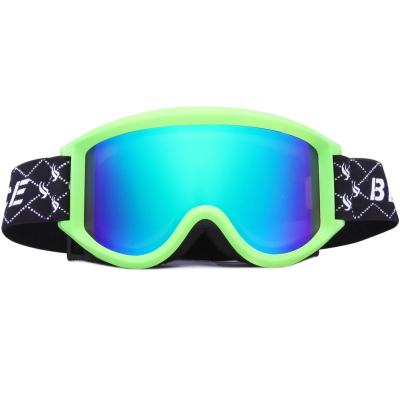 Green Color Comfortable Ski Glasses , Snow Goggles Adjustment Nylon Strap