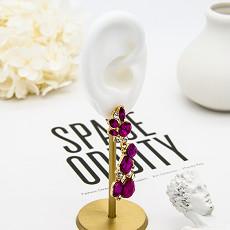 Chunky Stainless Steel Gold Clip em senhoras Opal Earrings vermelho dos brincos