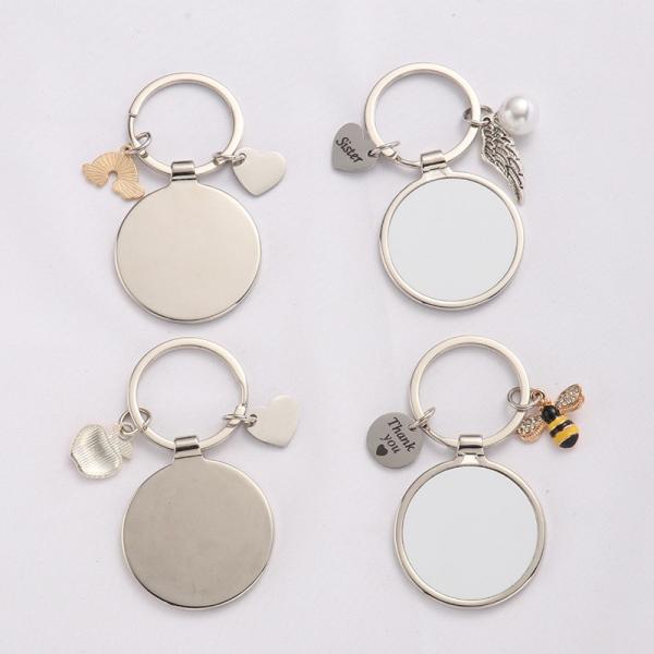 Promotional Birthday Gift Keychain Round Metal Pendant Keychain Unique Sublimation Blank Photo Keychain