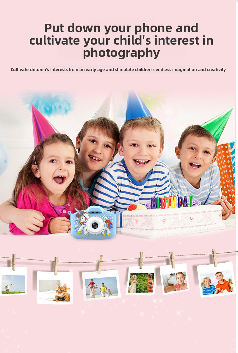 Instant Print Camera for Kids 1080P with Filter MicroSD Plastic Cute Cover Gift for Girls & Boys Age 3-12