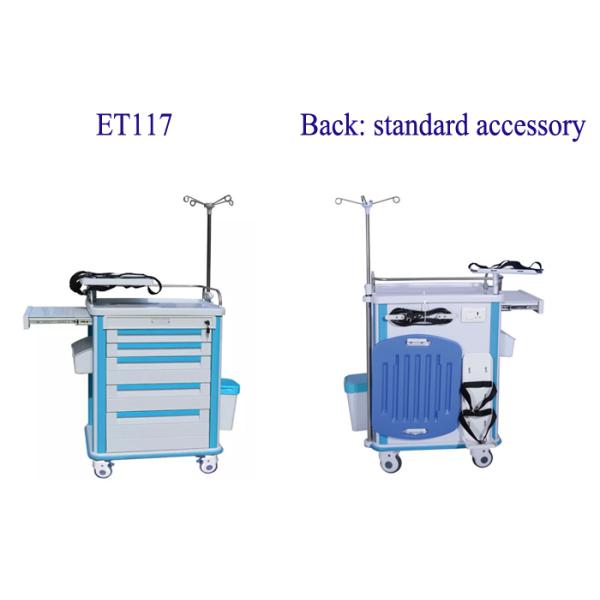 Simple Style Plastic Medical Emergency Trolley Cart Back Without Accessory  (ALS-ET118J)