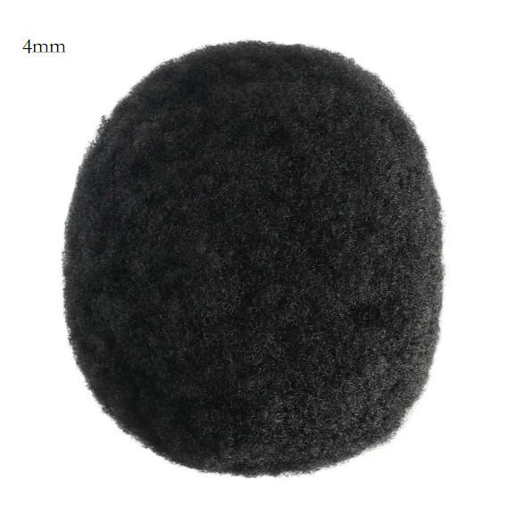 4mm 6mm 8mm 10mm 12mm 15mm Small Curl Afro Toupee for Black Men with Poly Skin Base 100% Human Hair