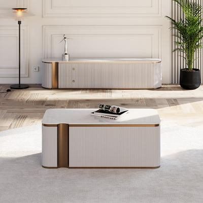 Modern Luxury Wood TV Cabinet And Coffee Table Set Home Furniture Living Room Wooden TV Stand With Storage