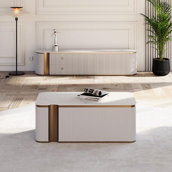 Modern Luxury Wood TV Cabinet And Coffee Table Set Home Furniture Living Room Wooden TV Stand With Storage