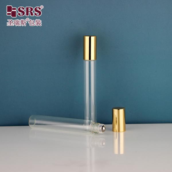 15mm Diameter clear glass essential oil glass roller ball bottle with gold cap