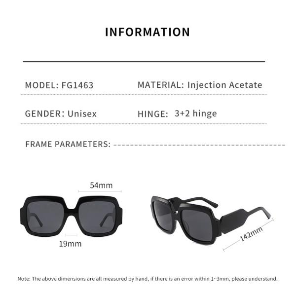 Толстые квадратные солнечные очки ацетата, ретро сверхразмерные квадратные солнечные очки ацетата рамки