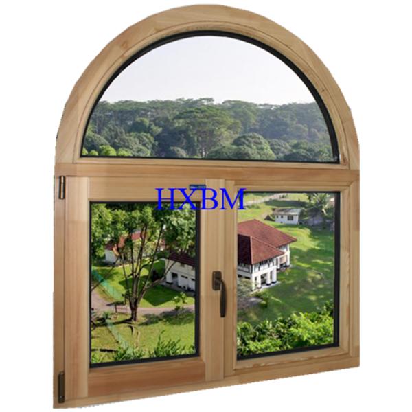 Arch Top Oak Wood Aluminium Clad Windows Insulated Glass
