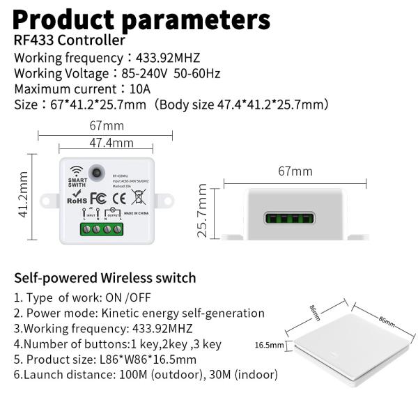interruptor de pouco peso durável do Usb de Homekit do ABS de controle remoto sem fio do PC do interruptor 2.4GHz