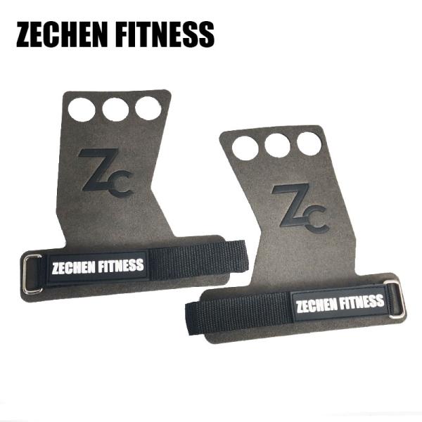 Microfiber Leather 3 Hole Hand Grips Crossfit OEM Palm Pull Up Gym Safety Support Grey