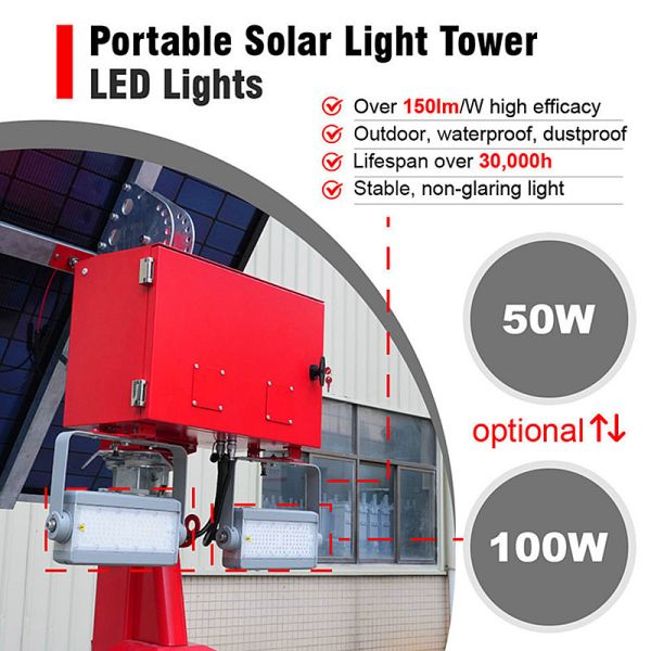 Simple Solar Light Tower Quick Deployment  Mast Height 3.5M Quick Deployment Telescopic Solar LED Light Tower