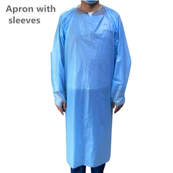 Disposable Hospital Cpe Blue Isolation Gown With Long Sleeves For Civil Usage