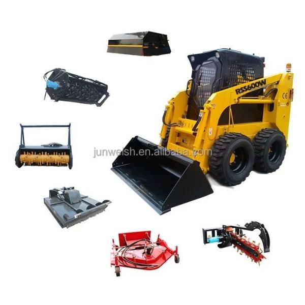 75 KW Hydrostatic Four-wheel Skid Steer Loader with Trencher/Concrete Mixer/Pallet Fork