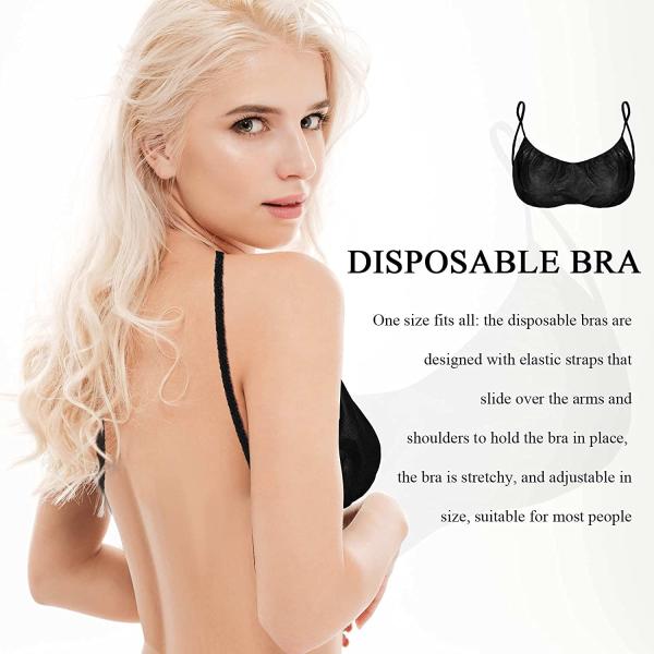 S&J Disposable Bra OEM High quality one piece bra black shoulder straps women sexy disposable non woven spa bra