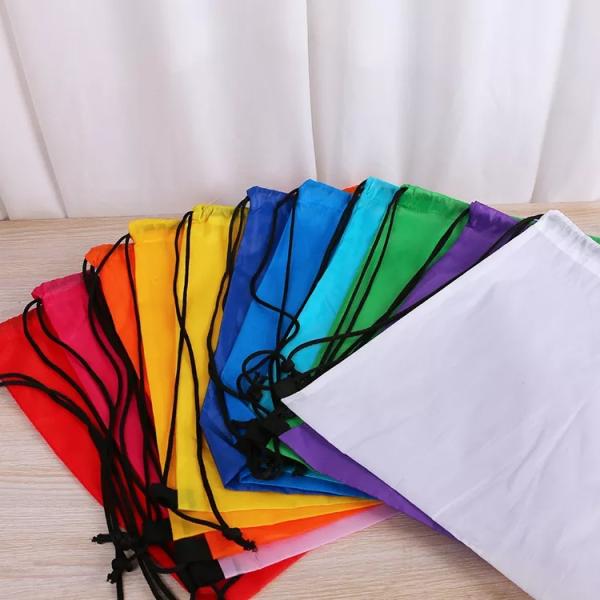 Customized Medium Size Polyester Nylon Drawstring Backpack for Silk Screen Printing