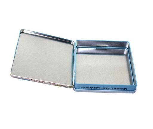 rectangular CD tin case with hinged lid