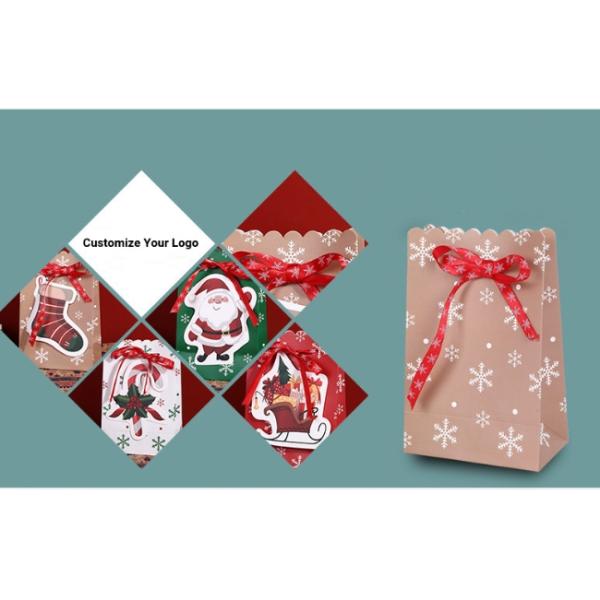 Рождество узла смычка ленты напечатало бумажные мешки для подарка упаковывая 5g/Pcs