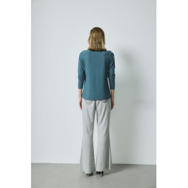 Long Sleeved Short Collar Shirt Green Cotton Polyester Shirt Wool Loop Work To Weekend