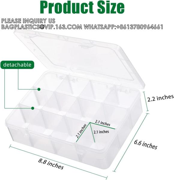 Girds Clear Plastic Organizer Box Storage For Washi Tape Tackle Box Jewelry Crafts Organizer, Container
