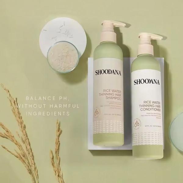 Shampoo et après-shampooing à l'eau de riz biologique hydratant anti-chute de cheveux en marque privée pour soins capillaires pour peaux grasses