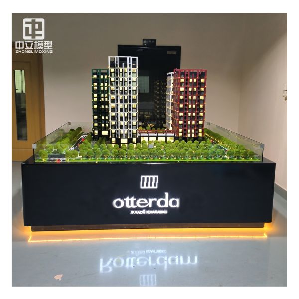 Custom 1:250 Scale High-End Apartment Architectural Model with LED Lighting for