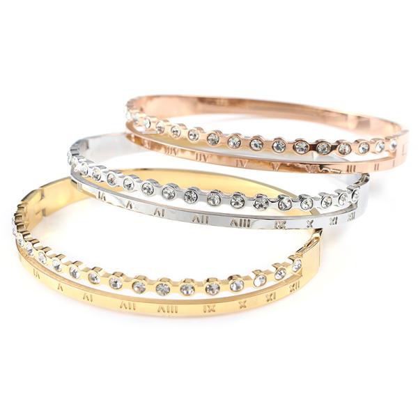 Stainless steel Roman alphabet bracelet female diamond fashion titanium steel buckle couple jewelry accessories