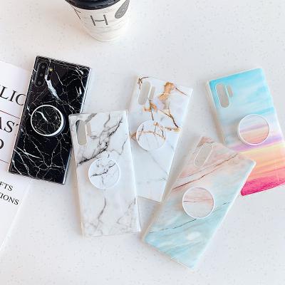 TPU Marble Phone Case Pop Socket Stand Function Anti Shock For Samsung