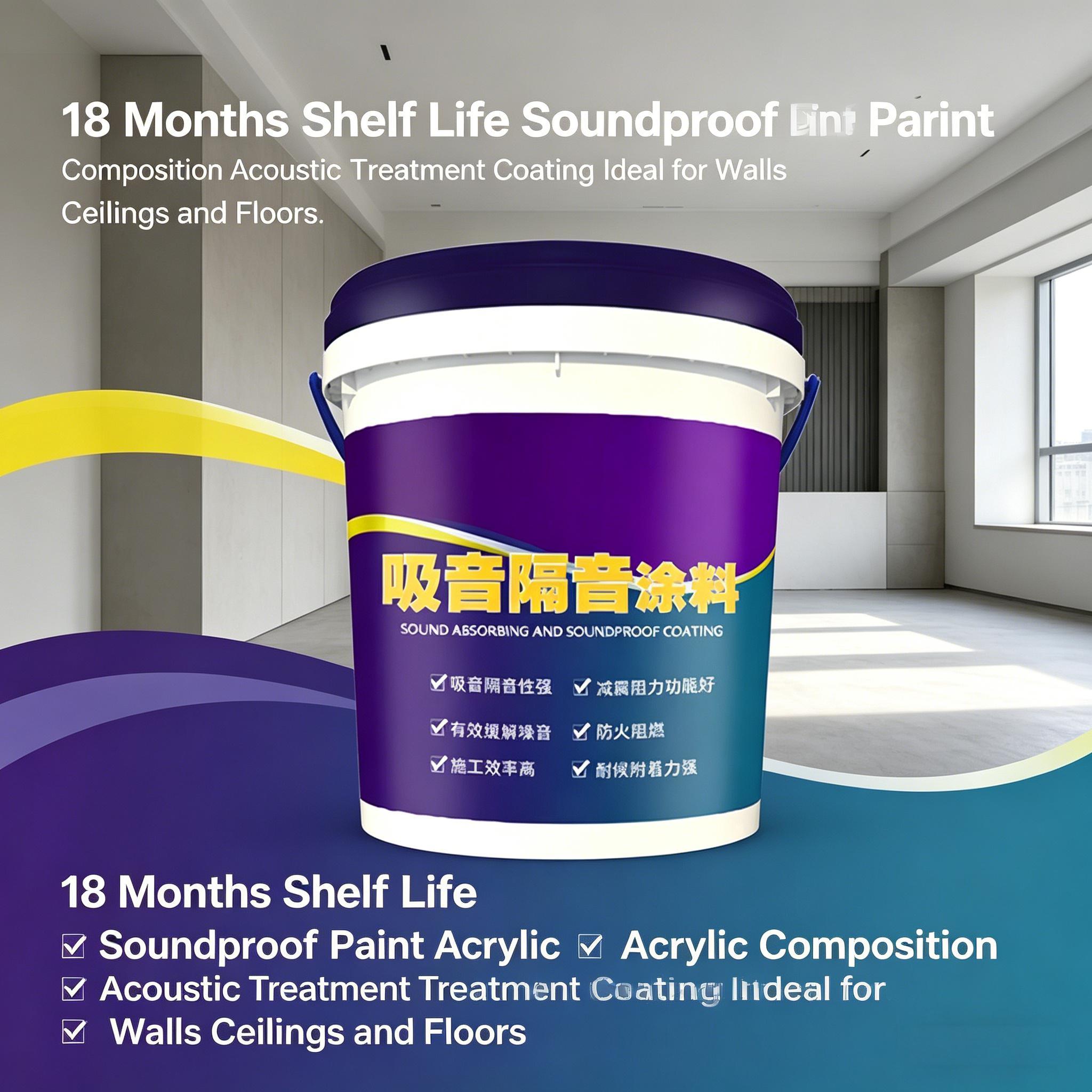 18 Months Shelf Life Soundproof Paint with 0.5 Mm Thickness Per Coat and Water-based Acrylic Composition for Noise Reduction