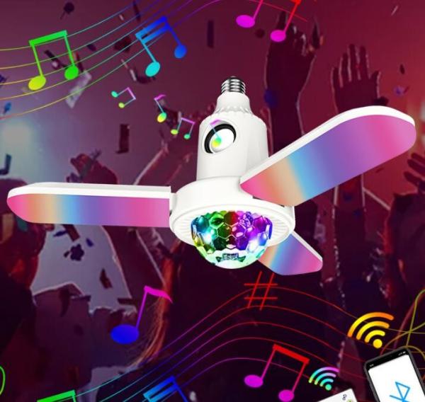 Bluetooth 40w LED Ceiling Panel Lights E27 E40 Folding Fan Blade