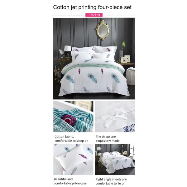 300tc style ethnique chinois imprimé lit en coton de quatre pièces pour un hôtel populaire