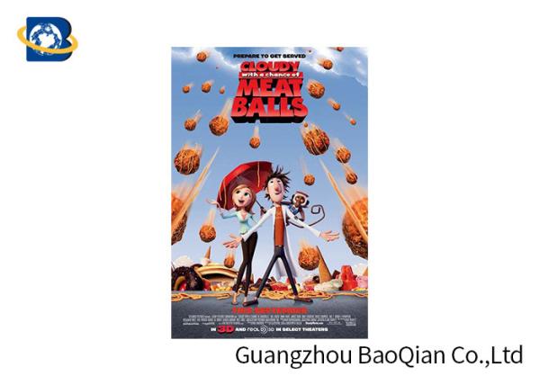 PET / PVC / PP 3D Lenticular Poster Printing , Cartoon Lenticular Movie Poster Advertisement